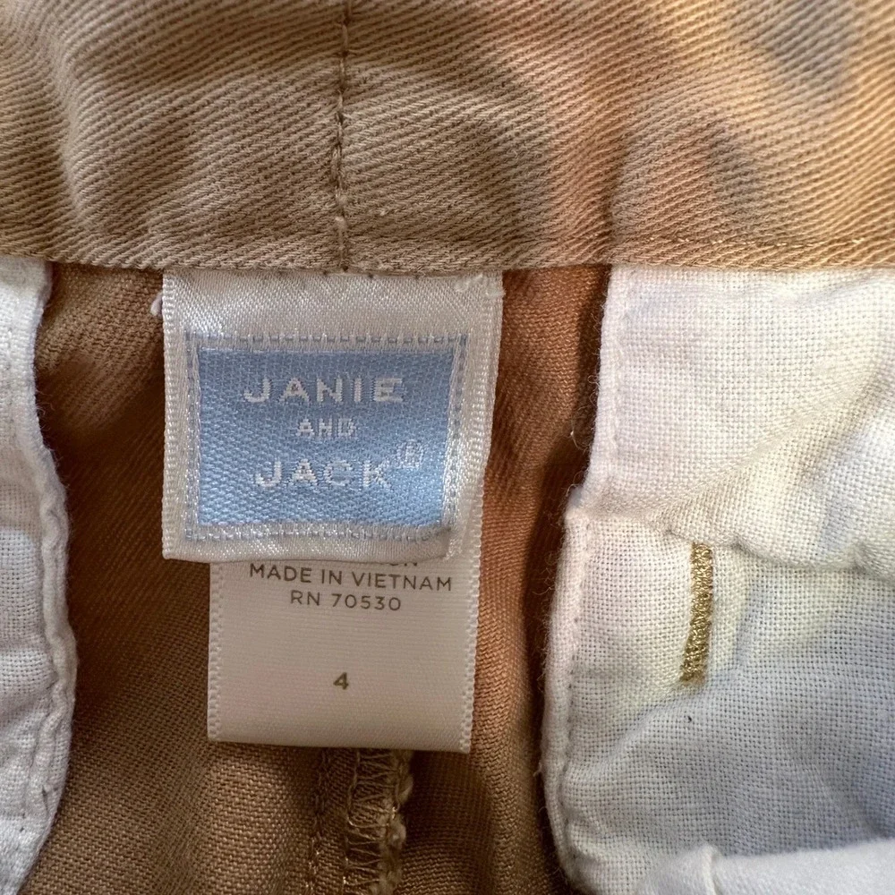 JANIE & JACK Khaki Nutcracker Embroidered Preppy Holiday Dress Pants | 4